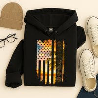 Turtle Sunset Beach Flag Hoodie