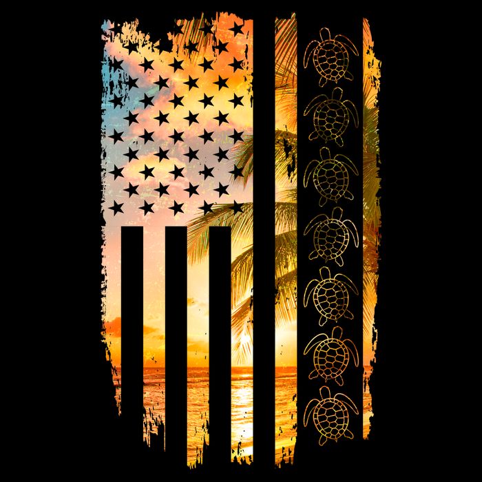Turtle Sunset Beach Flag Hoodie