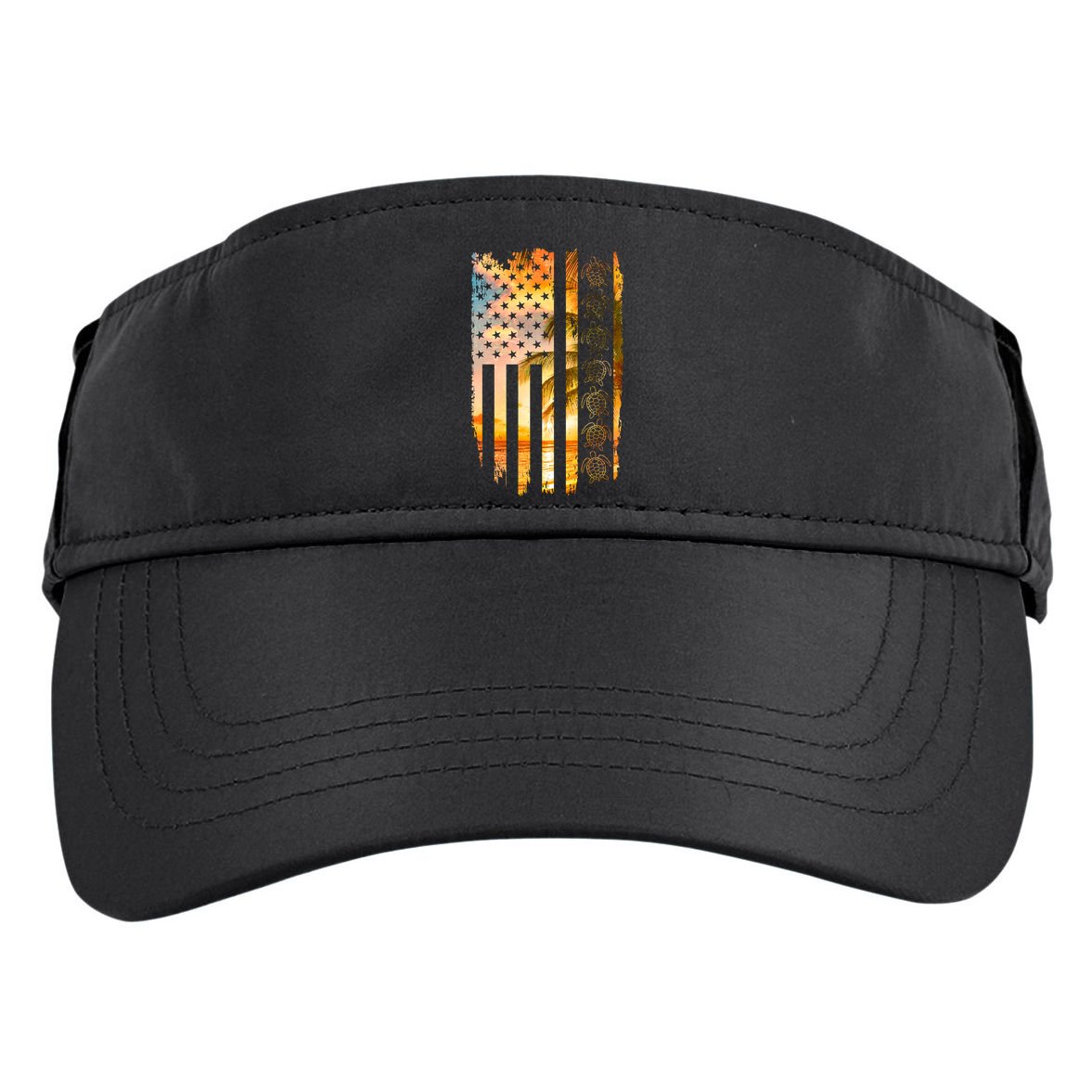 Turtle Sunset Beach Flag Adult Drive Performance Visor