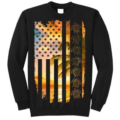 Turtle Sunset Beach Flag Tall Sweatshirt