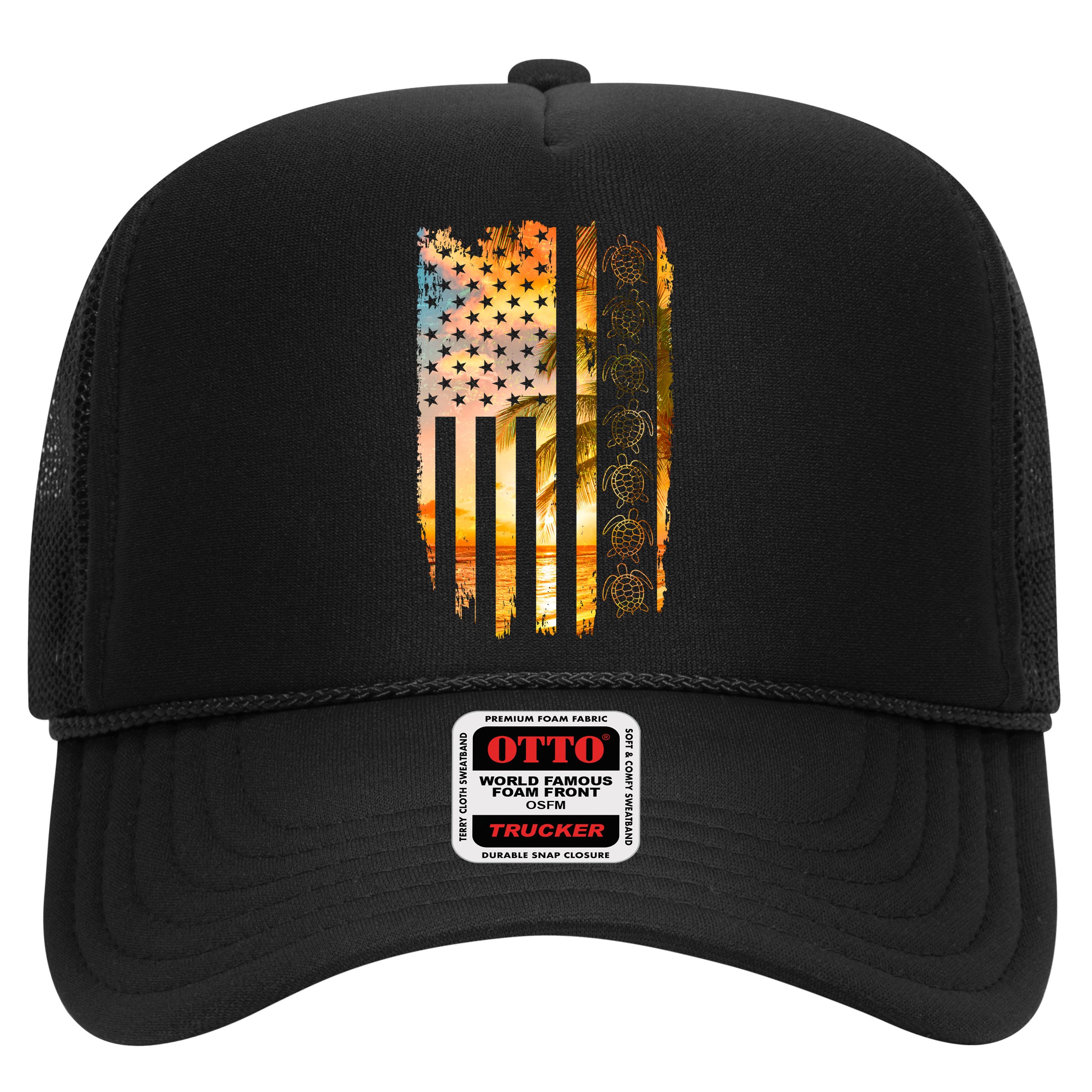 Turtle Sunset Beach Flag Hat