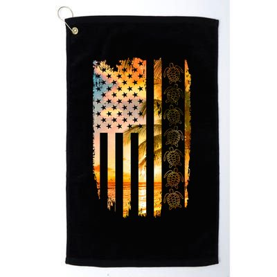 Turtle Sunset Beach Flag Golf Towel