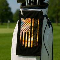 Turtle Sunset Beach Flag Golf Towel