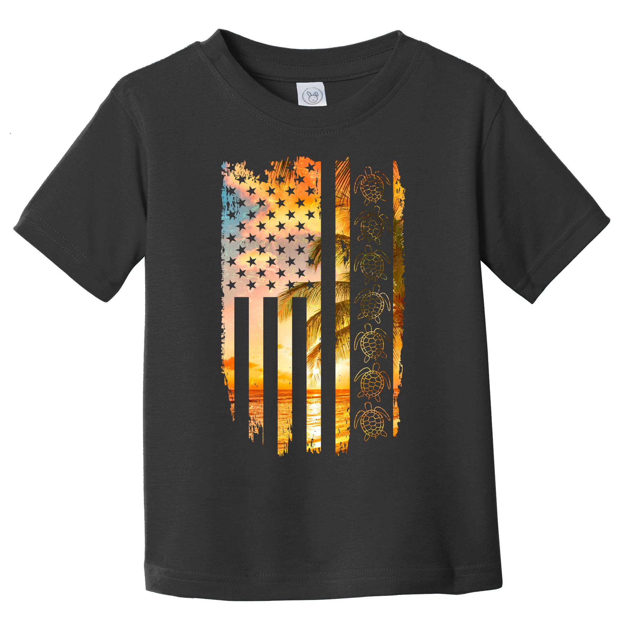 Turtle Sunset Beach Flag Toddler T-Shirt
