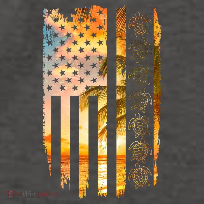 Turtle Sunset Beach Flag Vector Backpack