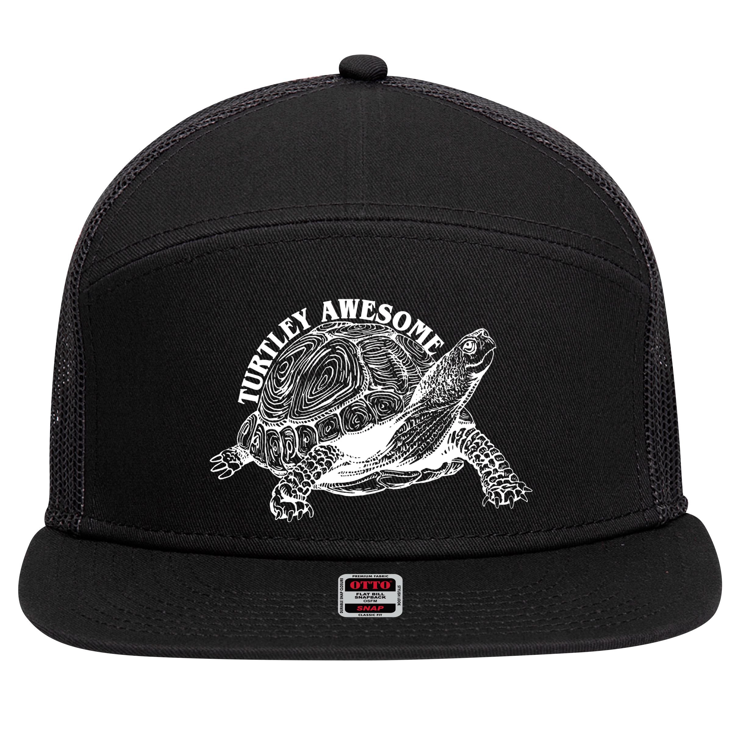 Turtley Awesome Cute Funny Turtle Meme 7 Panel Mesh Trucker Snapback Hat