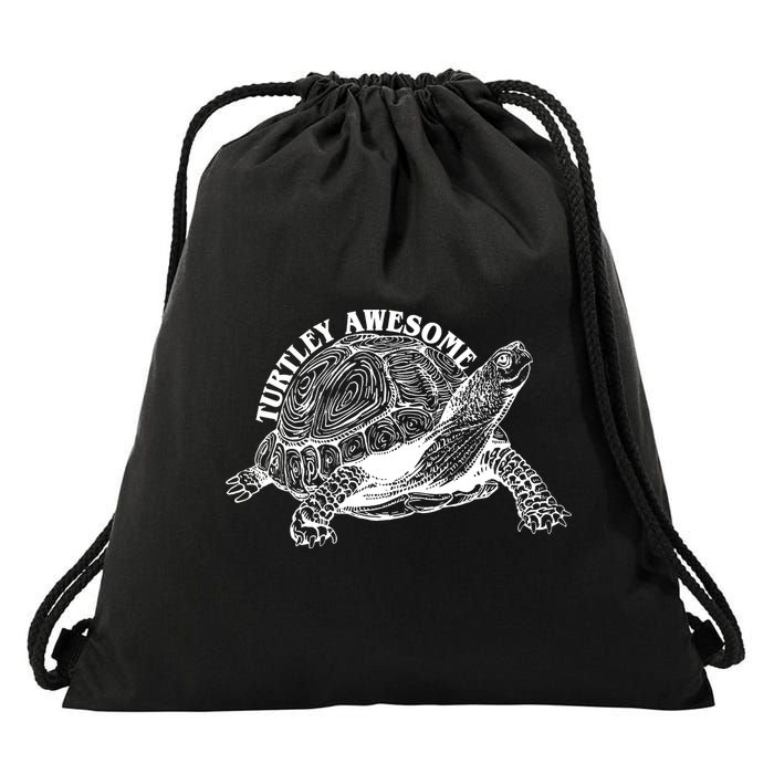 Turtley Awesome Cute Funny Turtle Meme Drawstring Bag
