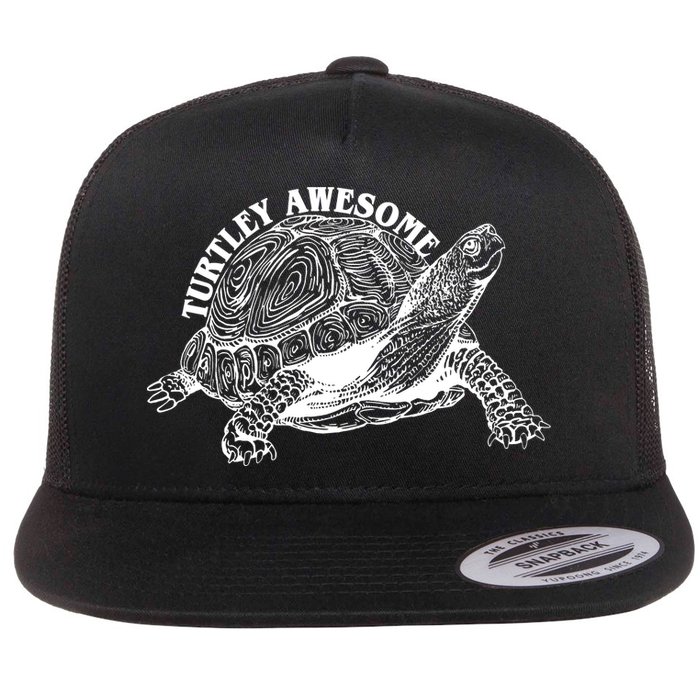 Turtley Awesome Cute Funny Turtle Meme Flat Bill Trucker Hat