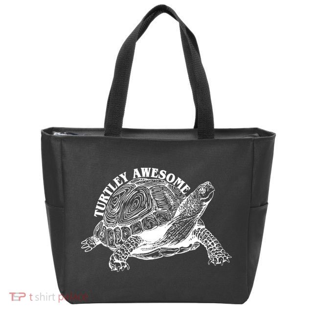 Turtley Awesome Cute Funny Turtle Meme Zip Tote Bag