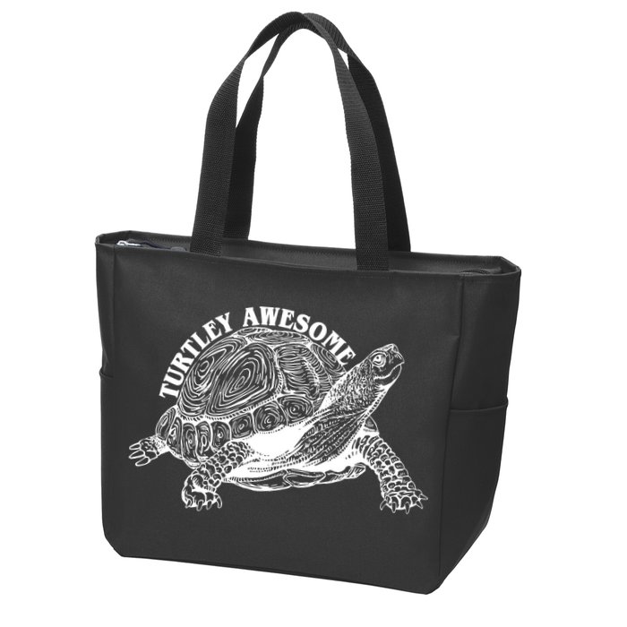 Turtley Awesome Cute Funny Turtle Meme Zip Tote Bag