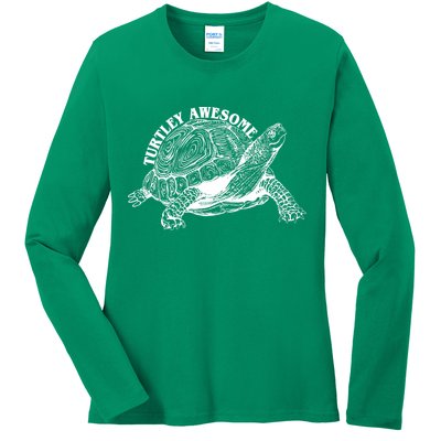 Turtley Awesome Cute Funny Turtle Meme Ladies Long Sleeve Shirt