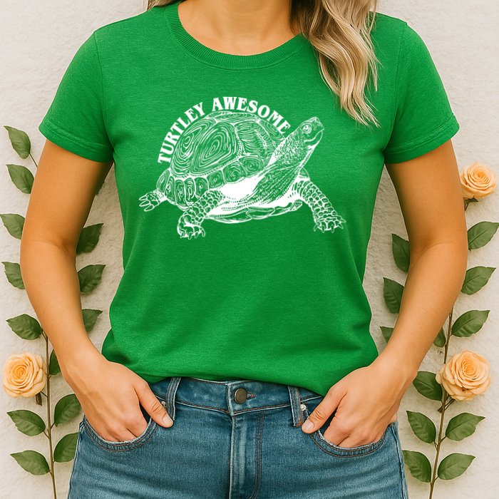 Turtley Awesome Cute Funny Turtle Meme Womens T-Shirt