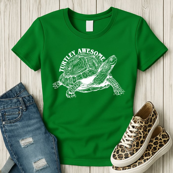 Turtley Awesome Cute Funny Turtle Meme Womens T-Shirt