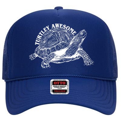 Turtley Awesome Cute Funny Turtle Meme High Crown Mesh Back Trucker Hat