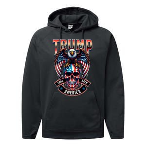 Trump Usa Skull Eagle Take America Back Performance Fleece Hoodie