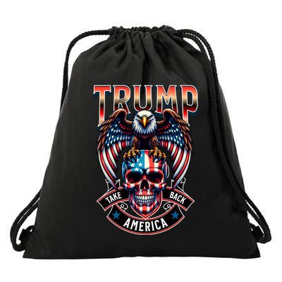 Trump Usa Skull Eagle Take America Back Drawstring Bag