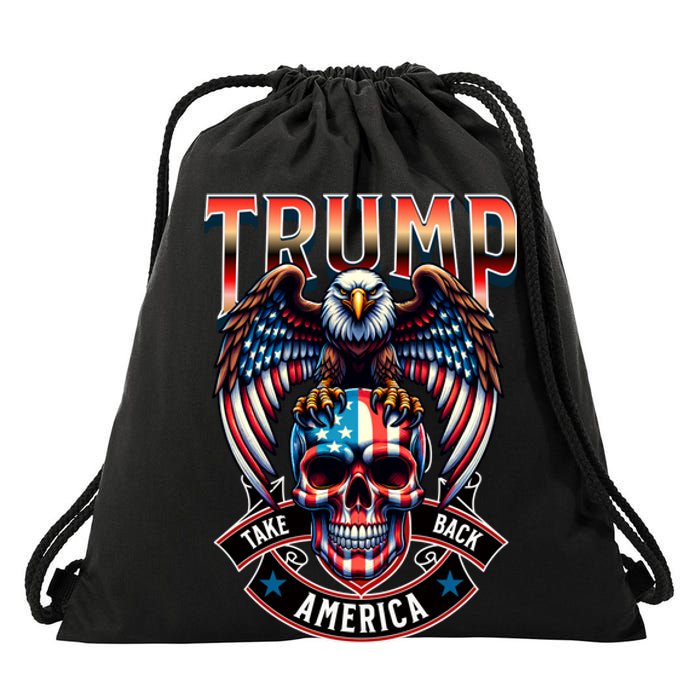 Trump Usa Skull Eagle Take America Back Drawstring Bag