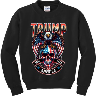 Trump Usa Skull Eagle Take America Back Kids Sweatshirt
