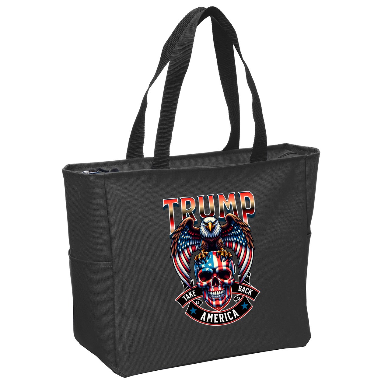 Trump Usa Skull Eagle Take America Back Zip Tote Bag