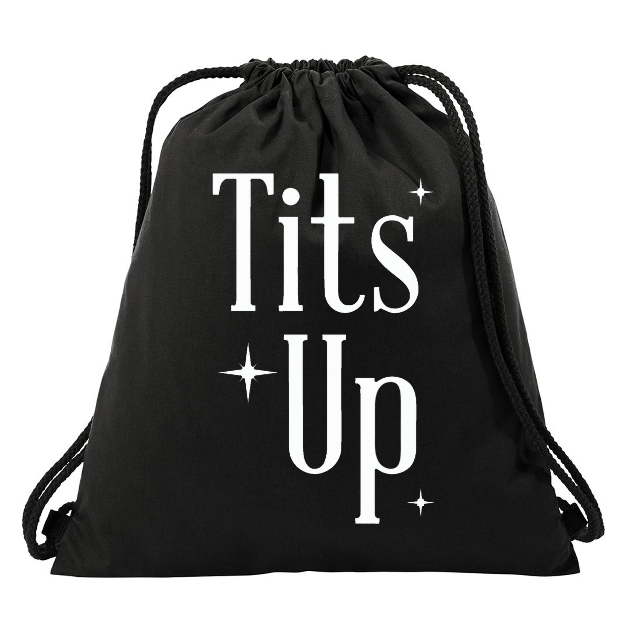 Tits Up Support Feminism Funny Gift Drawstring Bag