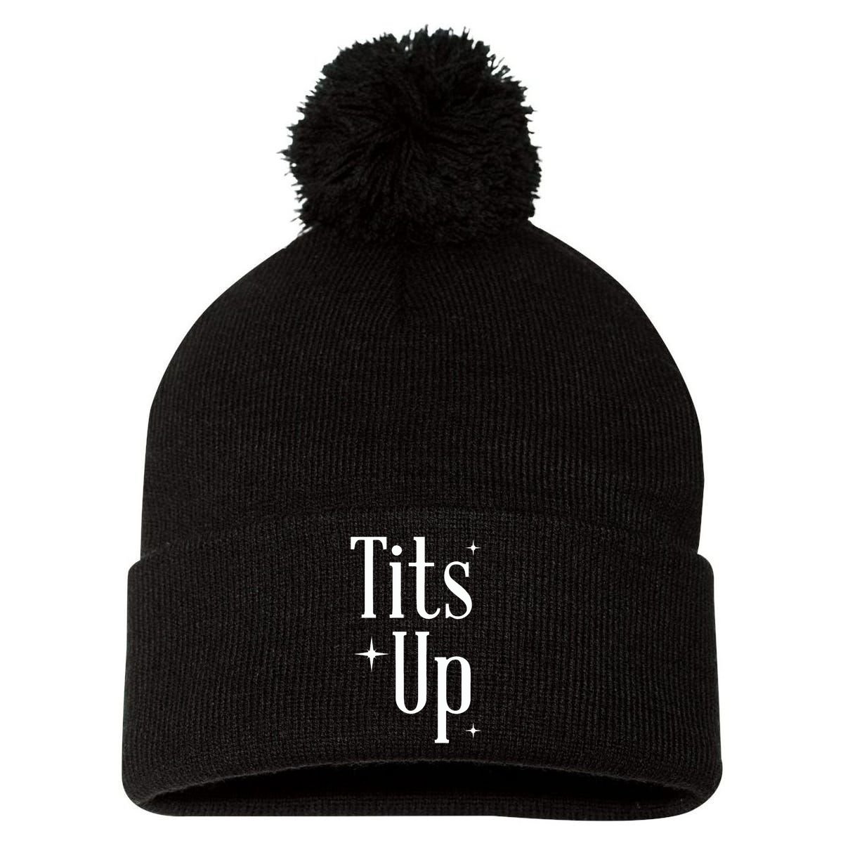 Tits Up Support Feminism Funny Gift Pom Pom 12in Knit Beanie
