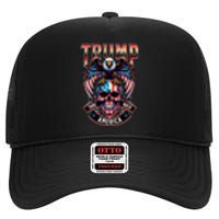 Trump Usa Skull Eagle Front And Back Logo High Crown Mesh Back Trucker Hat