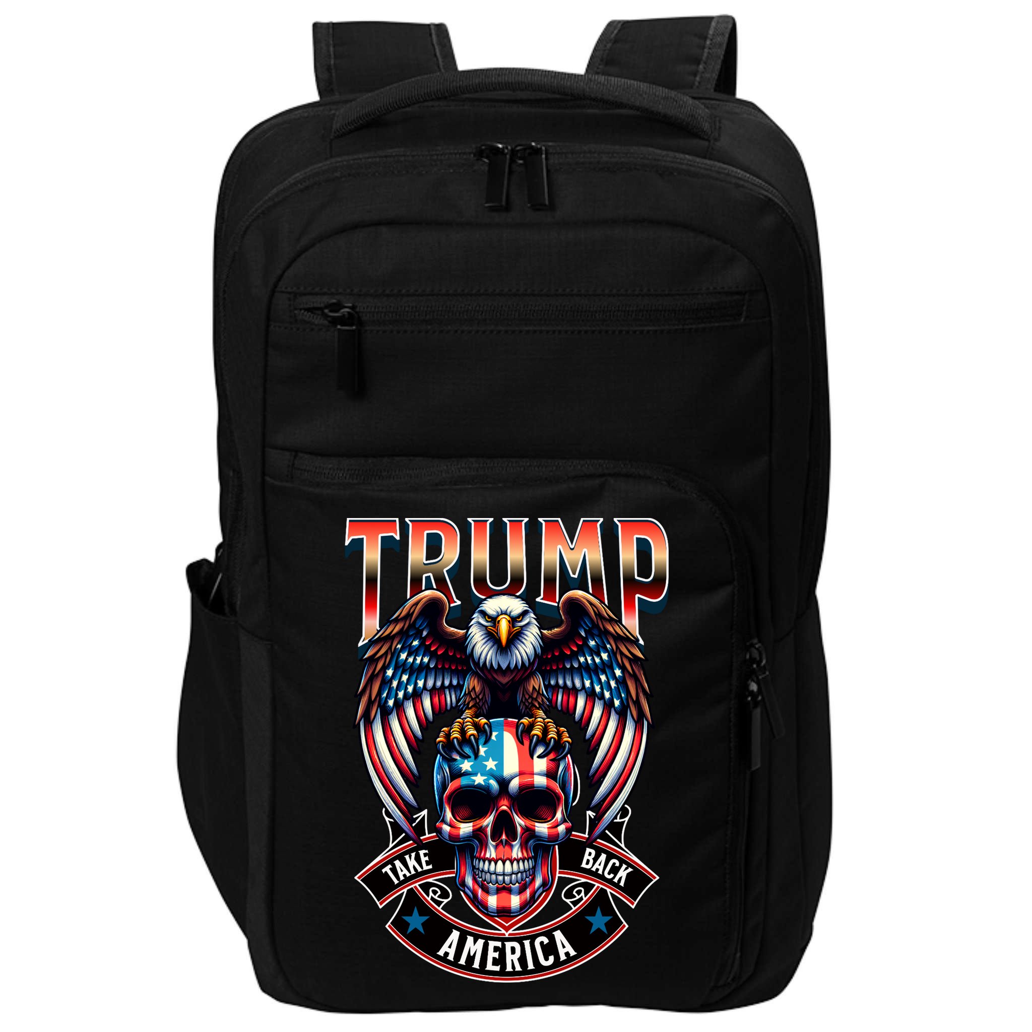 Trump Usa Skull Eagle Front And Back Logo Impact Tech Backpack
