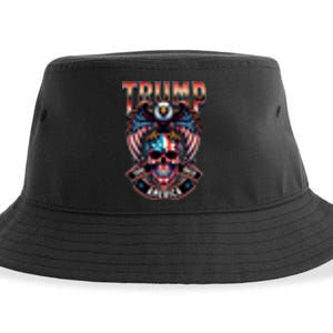 Trump Usa Skull Eagle Front And Back Logo Sustainable Bucket Hat