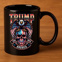 Trump Usa Skull Eagle Front And Back Logo 11oz C Handle Ceramic Mug