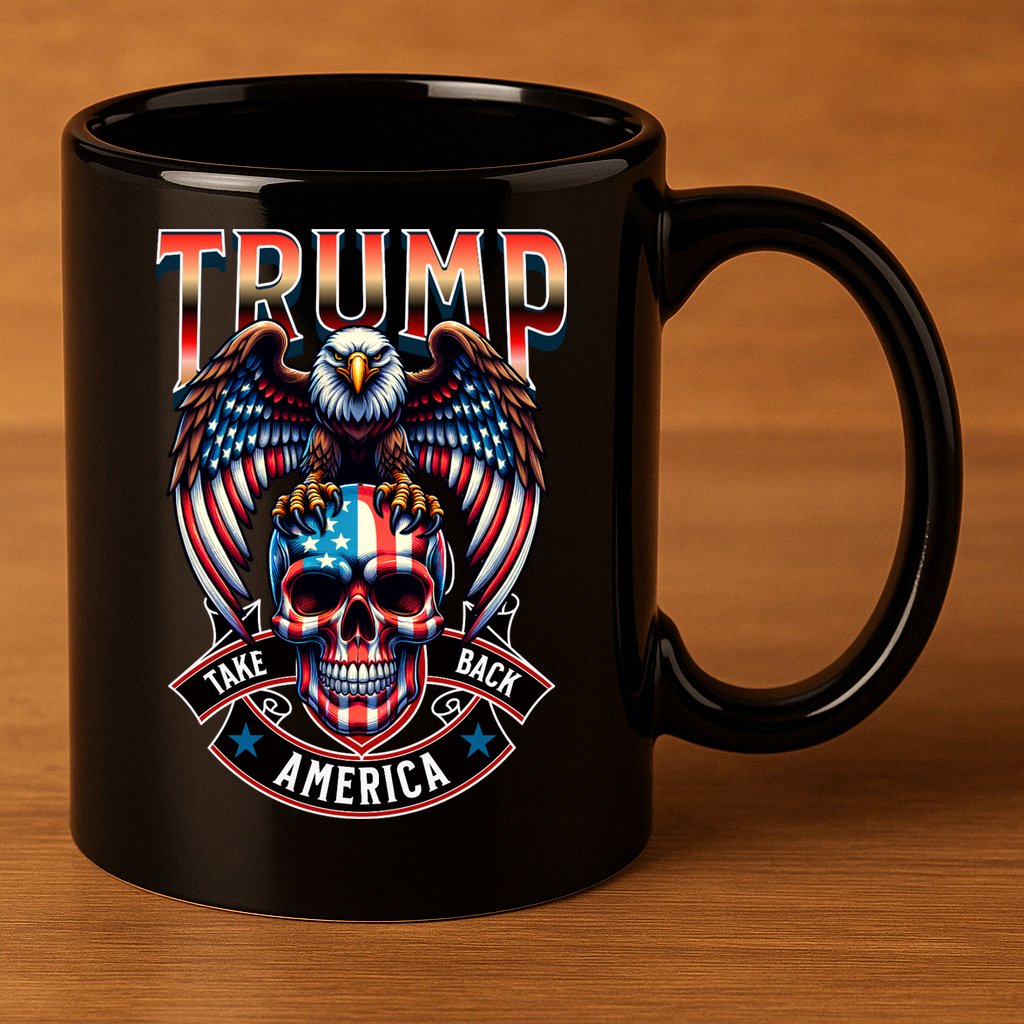 Trump Usa Skull Eagle Front And Back Logo 11oz C Handle Ceramic Mug