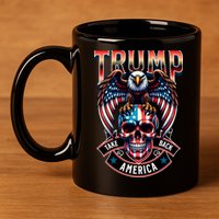 Trump Usa Skull Eagle Front And Back Logo 11oz C Handle Ceramic Mug