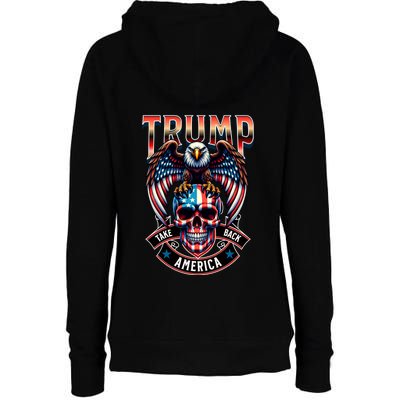 Trump Usa Skull Eagle Front And Back Logo Womens Funnel Neck Pullover Hood