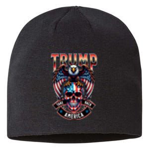 Trump Usa Skull Eagle Front And Back Logo Sustainable Beanie