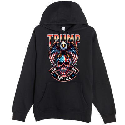 Trump Usa Skull Eagle Front And Back Logo Premium Pullover Hoodie