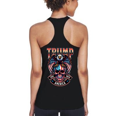 Trump Usa Skull Eagle Front And Back Logo Women's Racerback Tank