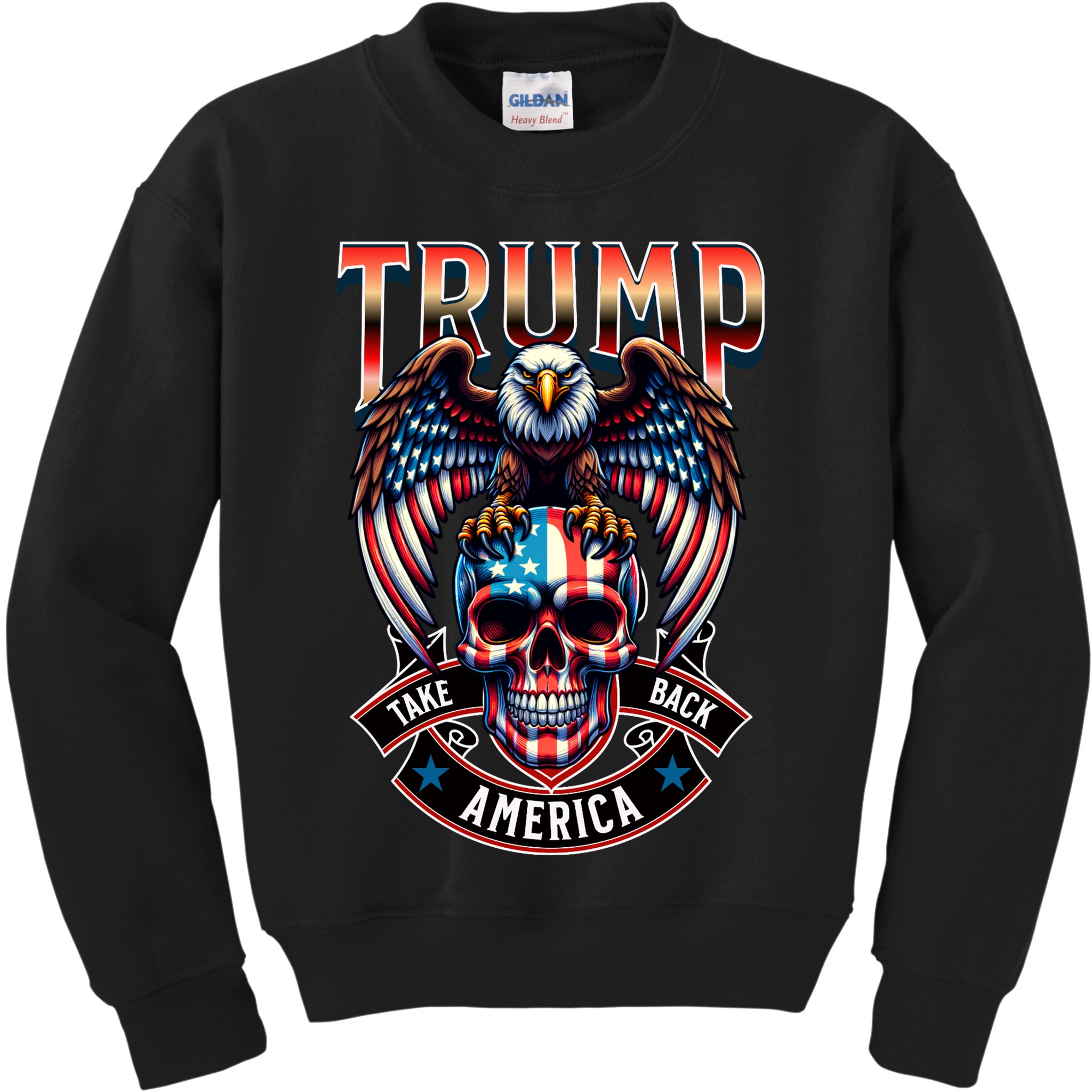 Trump Usa Skull Eagle Front And Back Logo Kids Sweatshirt