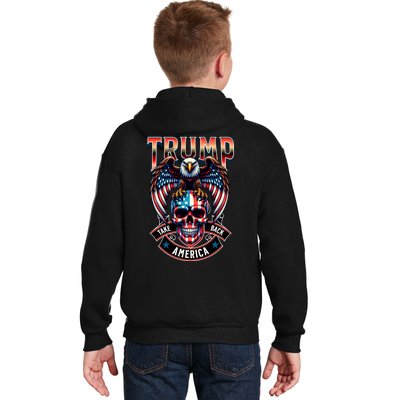 Trump Usa Skull Eagle Front And Back Logo Kids Hoodie