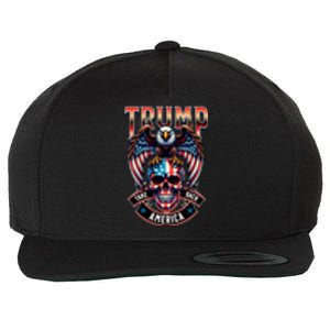 Trump Usa Skull Eagle Front And Back Logo Wool Snapback Cap