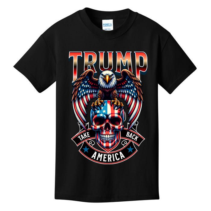 Trump Usa Skull Eagle Front And Back Logo Kids T-Shirt