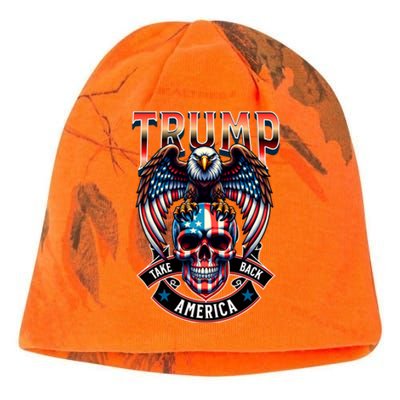 Trump Usa Skull Eagle Front And Back Logo Kati - Camo Knit Beanie