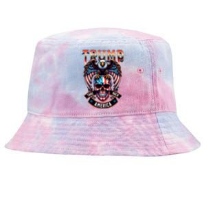 Trump Usa Skull Eagle Front And Back Logo Tie-Dyed Bucket Hat