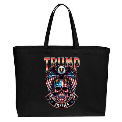 Trump Usa Skull Eagle Front And Back Logo Cotton Canvas Jumbo Tote