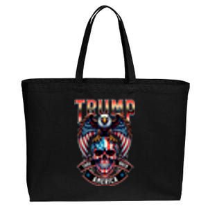 Trump Usa Skull Eagle Front And Back Logo Cotton Canvas Jumbo Tote