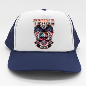 Trump Usa Skull Eagle Front And Back Logo Trucker Hat