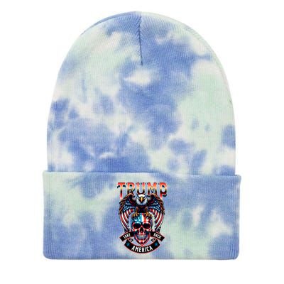 Trump Usa Skull Eagle Front And Back Logo Tie Dye 12in Knit Beanie