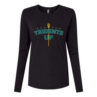 Tridents Up Seattle Baseball Womens Cotton Relaxed Long Sleeve T-Shirt