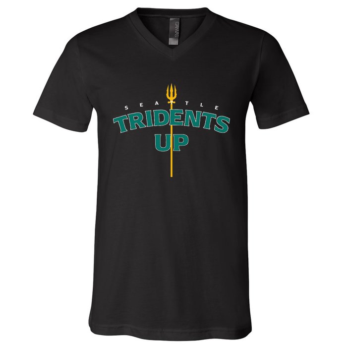 Tridents Up Seattle Baseball V-Neck T-Shirt