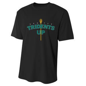 Tridents Up Seattle Baseball Performance Sprint T-Shirt