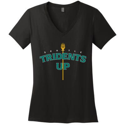 Tridents Up Seattle Baseball Women's V-Neck T-Shirt