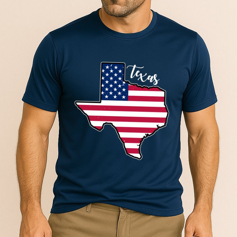 Texas United States Map Cooling Performance Crew T-Shirt